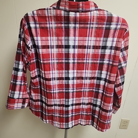 Alia Petite Red Plaid Texture Button Down Shirt SZ 14p - Picture 6 of 9
